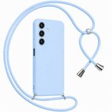 Coverzone Galaxy S24 Plus ile Uyumlu Özel Üretim Ayarlanabilir İpli Boyun Askılı Silikon Kılıf Kadife İç Yapılı Viper Boyun Çapraz Taşıma Özellikli Asılabilen Telefon Kılıfı Bebe Mavi