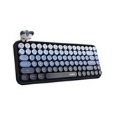 CoverZone Kablosuz Klavye - Bluetooth, Retro, Yuvarlak Tuşlu, Kedi Süs Aksesuarı, Sessiz Ajazz AJ308I - Mavi