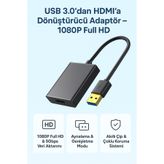 Coverzone USB 3.0 - HDMI Dönüştürücü 1080P Full HD, 5Gbps Hızlı Aktarım, Windows & Mac Uyumlu HD08