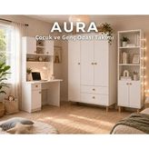 Cozibo Aura Genç Odası - 3'lü Genç Odası Takımı - 3 Kapılı Dolap - Çalışma Masası - Kitaplık - Beyaz