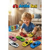 craftivio 6'lı Metal Gövde Diecast Oyuncak Araba Seti - Dayanıklı Spor Yarış Arabaları - Mini Araç Paketi