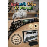 Craftivio Vardem Işıklı Sesli Pilli Buharlı Tren Seti 18 Parça Raylı Oyuncak Tren