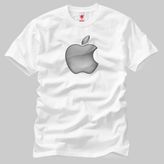 Crazy Apple Logo 3D Erkek Tişört - M - Beyaz