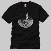 Crazy Astronaut Moon Erkek Tişört - Siyah