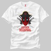 Crazy Deadpool Captain Erkek Tişört - M - Beyaz