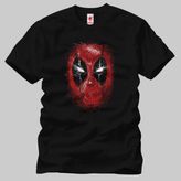 Crazy Deadpool Face Line Erkek Tişört - M - Siyah