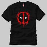Crazy Deadpool Logo Face Erkek Tişört - M - Siyah