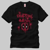 Crazy Deadpool Tag Erkek Tişört - Siyah