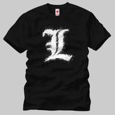 Crazy Death Note Dist L Logo Erkek Tişört - M - Siyah