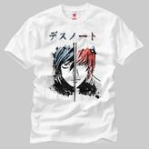 Crazy Death Note Face Split Erkek Tişört - Beyaz