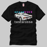 Crazy Ferrari Testarossa Miami Vice Erkek Tişört - Siyah