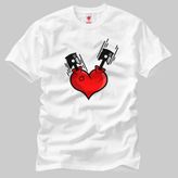 Crazy Heart Engine Erkek Tişört - S - Beyaz
