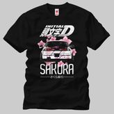 Crazy Initial D Sakura Erkek Tişört - Siyah