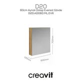 Creavit D20 60 Cm Everest Aynalı Dolap Melamin Gövde