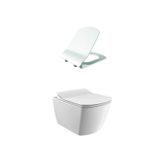 Creavit EG321-00CB00E-0000 Elegant Rim-Off Beyaz Kanalsız Asma Klozet + Creavit KC1103.01.0000E Elegant Droplast Yavaş Kapanan Beyaz Klozet Kapağı