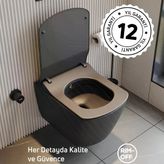 Creavit Elegant Kanalsız Mat Antrasit Asma Klozet Eg321-00Am00e, Creavit Elegant Duroplast Yavaş Kapak