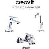 Creavit Slope Batarya Seti 3’lü Banyo-Lavabo-Eviye - Krom
