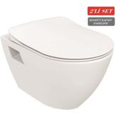 Creavit Terra Rim-Off Kanalsız Asma Klozet (TP329.00) + Duck Tp Yavaş Kapanan Kapak 2'li Set - Beyaz