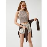Crop Atlet Kroşe Halter Yaka