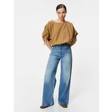 Crop Bluz Drapeli Yarasa Kollu