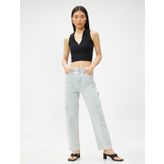 Crop Seamless Bluz Yarım Fermuarlı