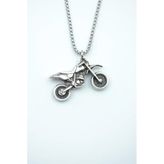Cross Motor Gümüş Kaplama Örme Zincir Kolye