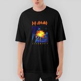 Crows Gate Def Leppard Pyromania Oversize Siyah Tişört - XL
