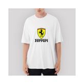 Crows Gate Ferrari Lite Oversize Beyaz Tişört - XL
