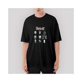 Crows Gate Slipknot Group Face Oversize Siyah Tişört - XL