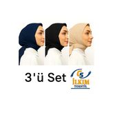 cs ilkim Eşarp Bambu Kraş Eşarp 3’lü Set Lacivert,Siyah,Bej