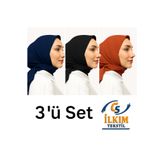 cs ilkim Eşarp Bambu Kraş Eşarp 3’lü Set Siyah,Lacivert,Kiremit