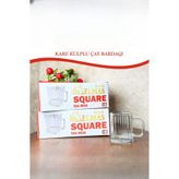 çukurova home 6 lı Kare Kulplu Cam Çay Bardağı | Origami Çizgili Cam Kulplu Bardak