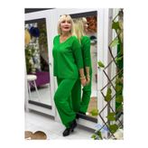 D12765 Zikzak Desen Triko Bluz Yeşil
