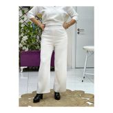 D12811 Bol Paça Triko Pantolon Beyaz