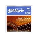 D'addario EJ36 12 String Light 10 Akustik Tel Set