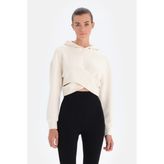 Dagi Ekru Kadın Çapraz Detaylı Modal Sweatshırt - XL