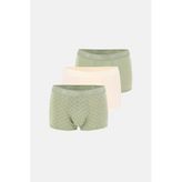 Dagi Erkek 3'lü Desenli Micro Modal Boxer Ekru-Mint 2XL