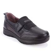 Dagoster DZA07-122042648 Ortopedik Slip On Siyah Hakiki Deri Kadın Günlük Ayakkabı