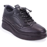 Dagoster DZA07-1281120 Ortopedik Slip On Siyah Hakiki Deri Kadın Günlük Ayakkabı
