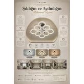 Daire 4+4'Lü Ledli Krom Avize