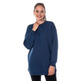 Dalmina Kadın Indigo Mavi Renk Uzun Kesim Basic Örme Sweatshirt