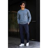 Damga Erkek Triko Günlük Kalın Indigo Basic Kazak - Mavi - XL