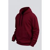 DAMGA JEANS Erkek Rahat Basic Bordo Kapşonlu Sweatshirt