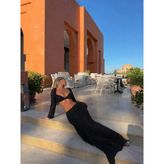 Dantel Uzun Etek & Bralet Set Siyah