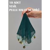 Dantelux 10 Adet Pullu Şifon Halay Mendili - Yeşil Yeşil