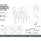 Darkss Plastik Beyaz Sandalye, Della, 4 Adet - Oval