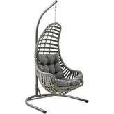 Datça Tekli Rattan Bahçe Balkon Salıncağı Gri