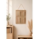 Dathcha Jüt 4 Cepli Askılı Duvar Organizeri 35 x 45 cm – Dolap İçi, Banyo, Mutfak ve Ev Düzeni İçin Çok Amaçlı Düzenleyici