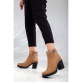 Daxtors D588 Kadın Ortopedik Taşlı Bot & Bootie - Vizon Süet