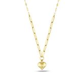 Debora Jewelry 14 Ayar Altın Pullu Ataç Çift Zincir Kalp Kolye